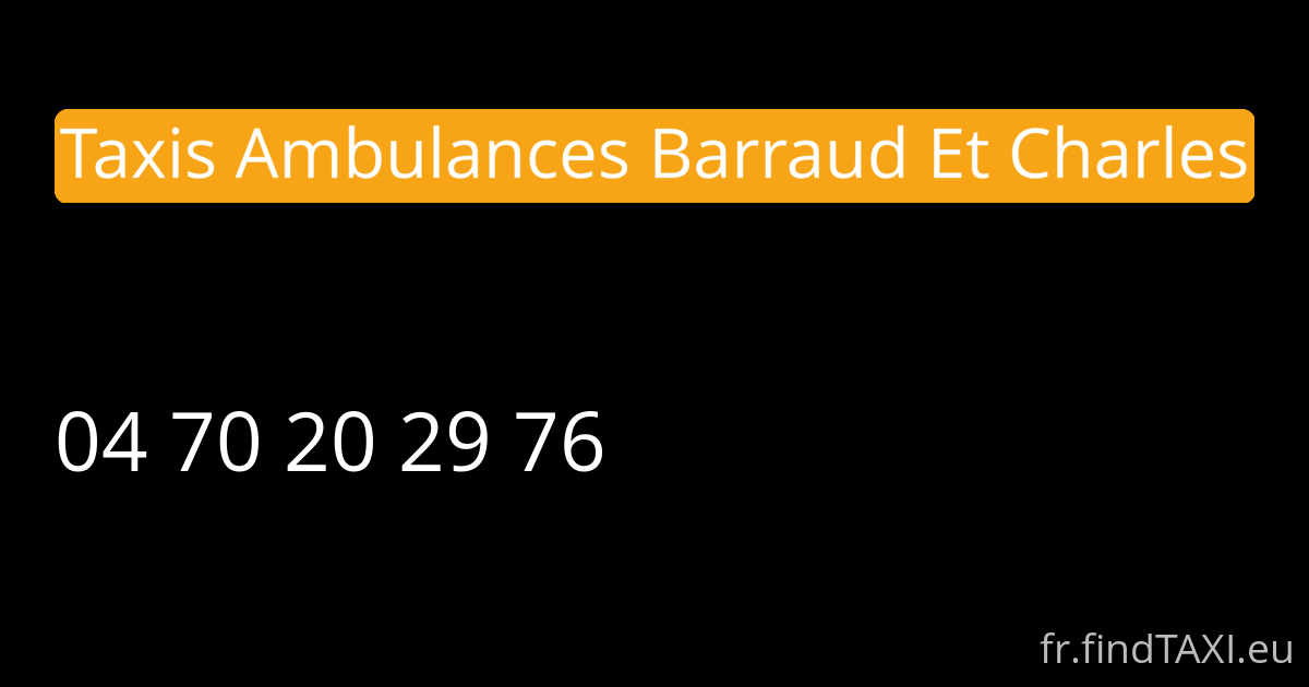 Taxis Ambulances Barraud Et Charles (Moulins)